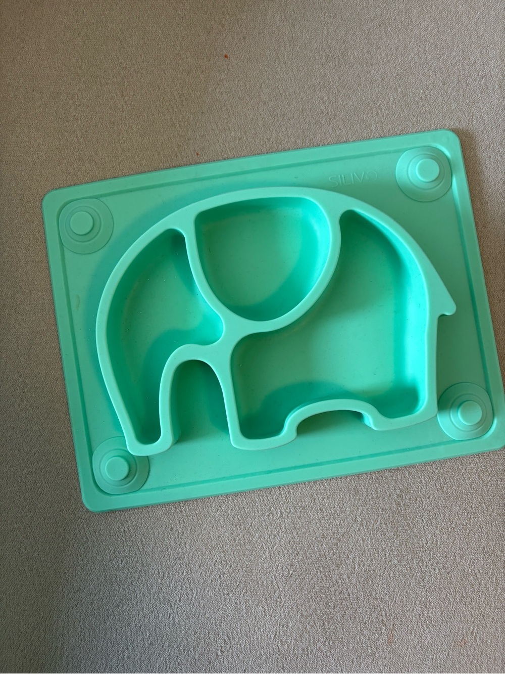 Silicone Elephant Suction Plate for Kids - Mint Green